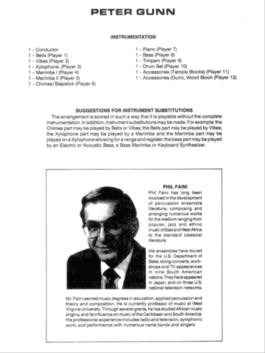Peter Gunn: Score Peter Gunn: Score Percussion Ensemble scores gallery preview page 1