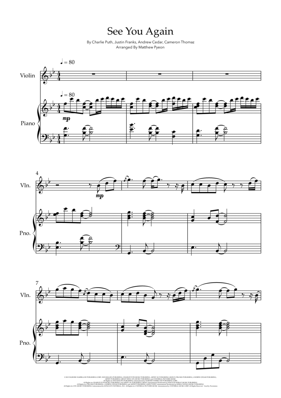 See You Again Violin Solo scores gallery preview page 1