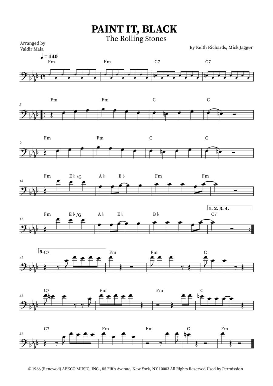 Paint It, Black Easy Piano scores gallery preview page 1