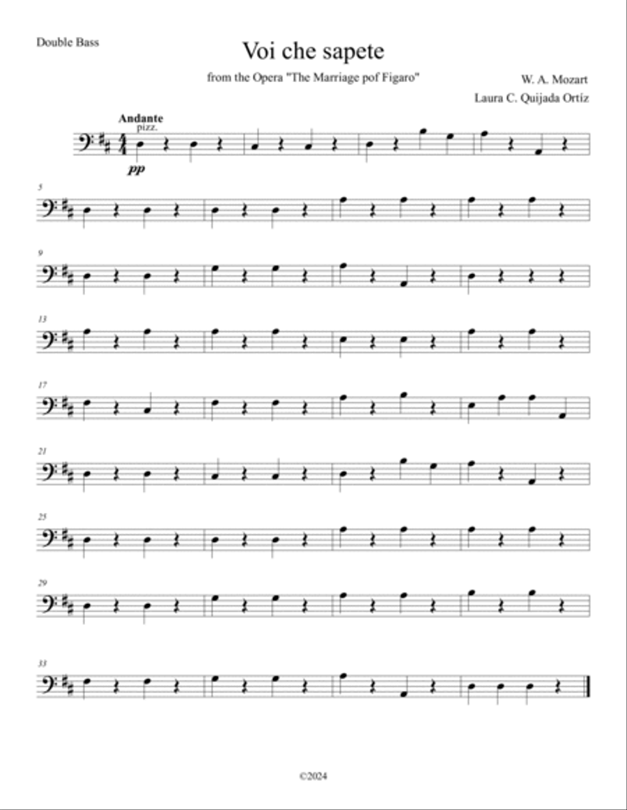 Voi che sapete, aria from The Marriage of Figaro. Easy. String orchestra. Score & parts. Chamber Music scores gallery preview page 2