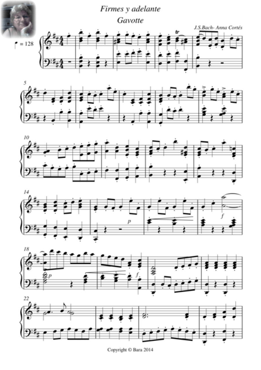 Firmes y adelante Gavotte Bach-Anna Cortés Piano Solo scores gallery preview page 1