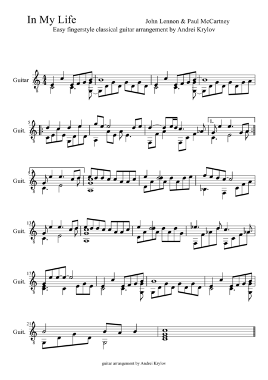 In My Life In My Life Guitar Solo scores gallery preview page 1