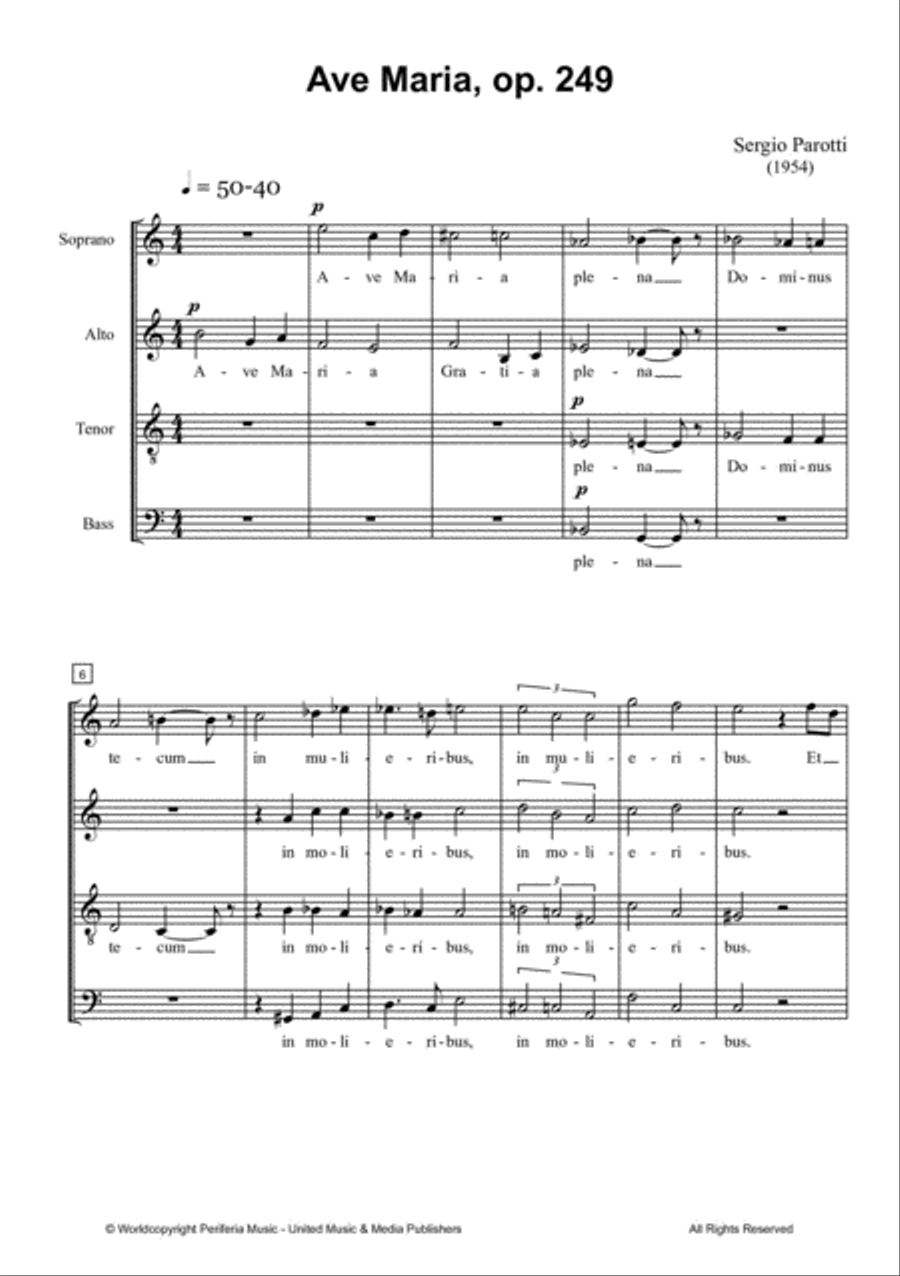 Ave María, Op. 249 for Mixed Choir (SATB) 4-Part scores gallery preview page 2