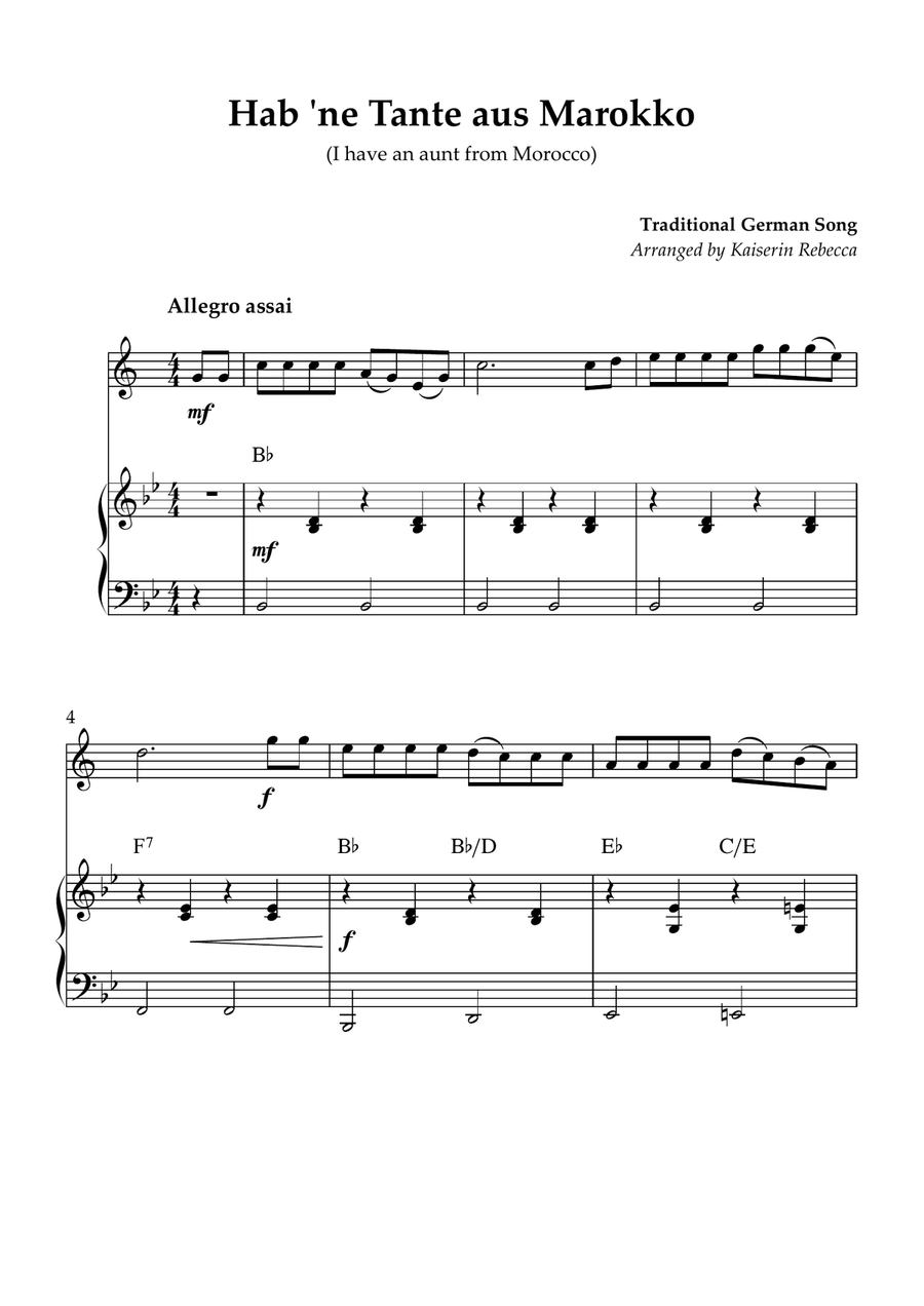 Hab 'ne Tante aus Marokko (I have an aunt from Morocco) Tenor Saxophone scores gallery preview page 1