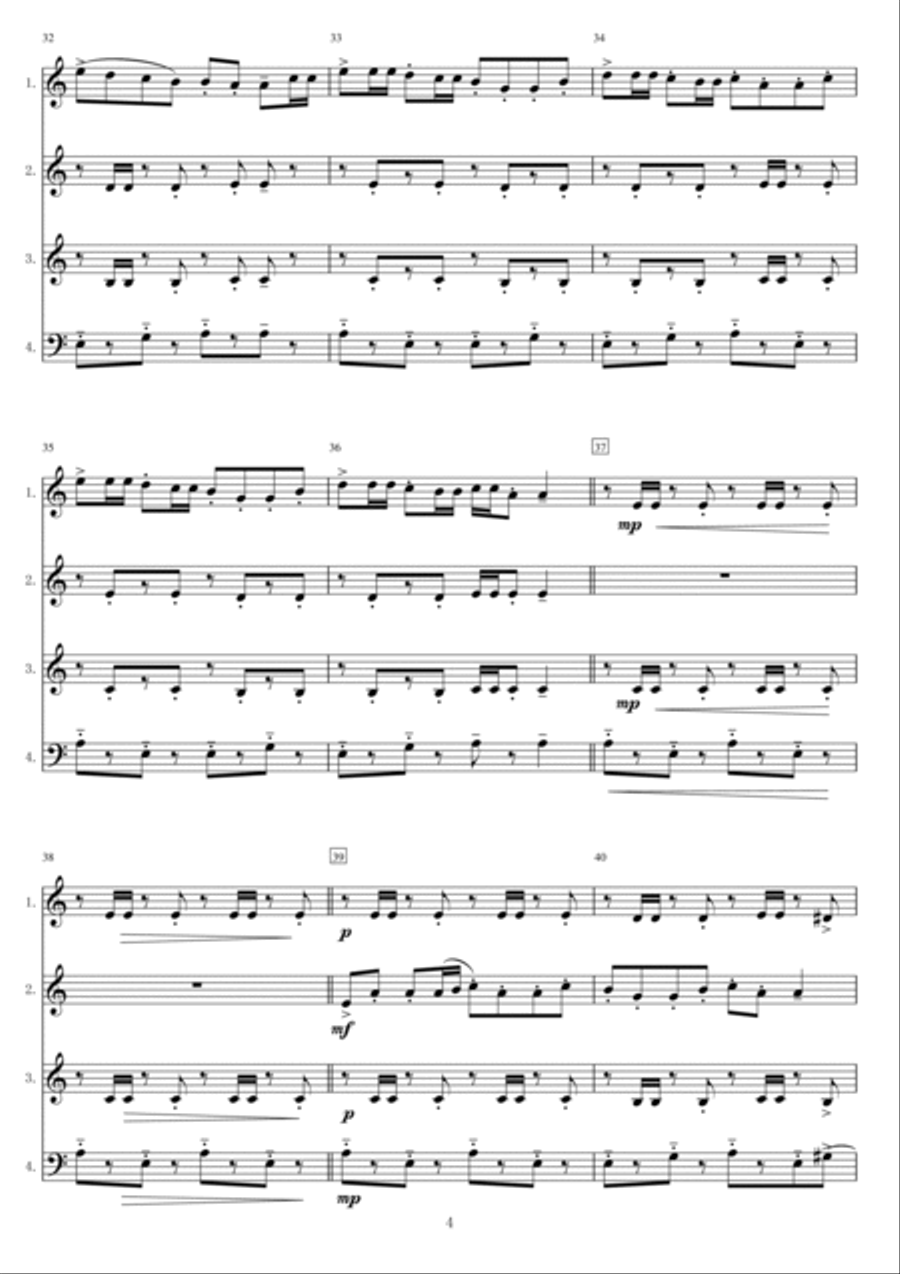 [Horn Quartet] Two Folksongs of Finland Brass Ensemble scores gallery preview page 4