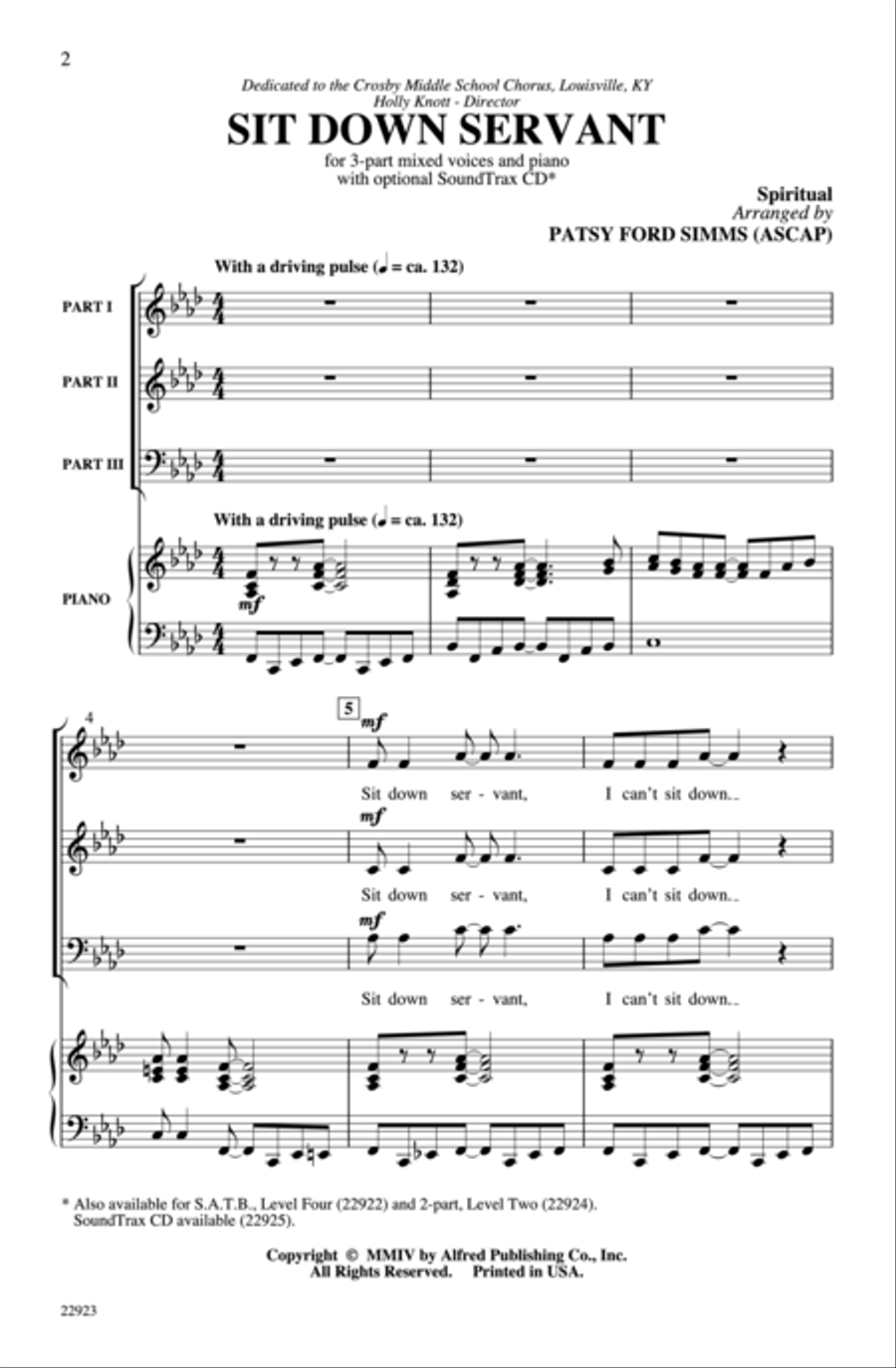 Sit Down Servant 3-Part scores gallery preview page 2