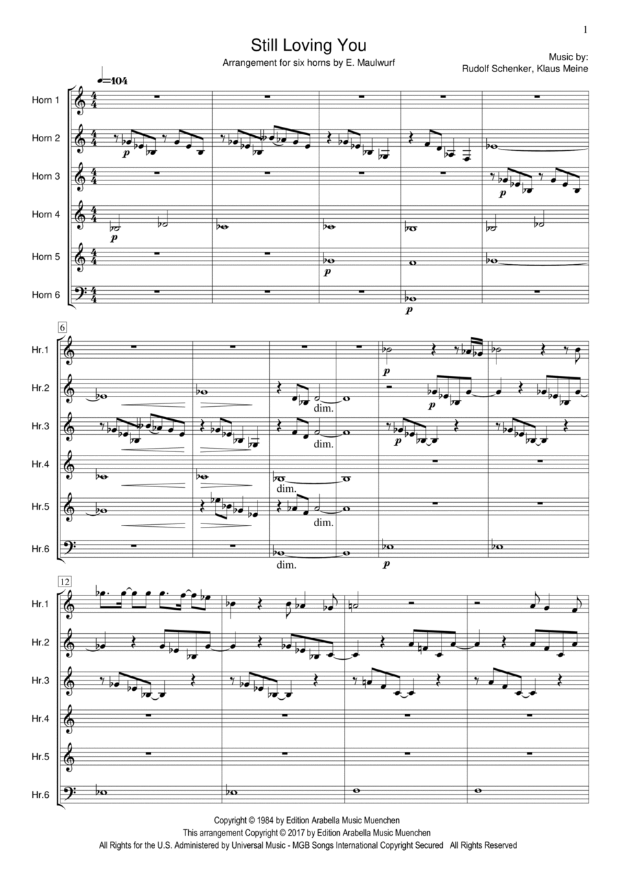 Still Loving You Still Loving You Horn scores gallery preview page 1