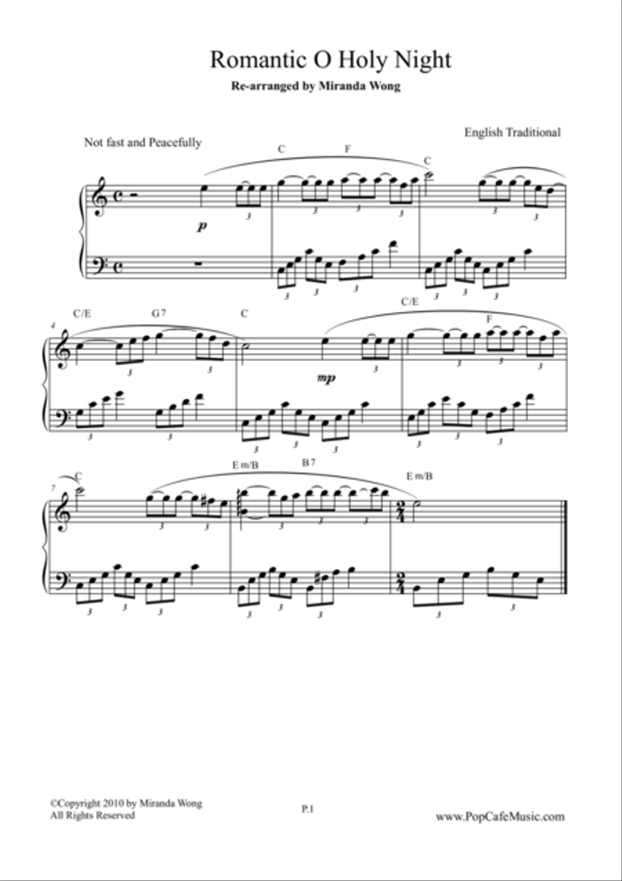 Romantic O Holy Night - Easy Piano by Traditional 4-Part - Digital Sheet Music