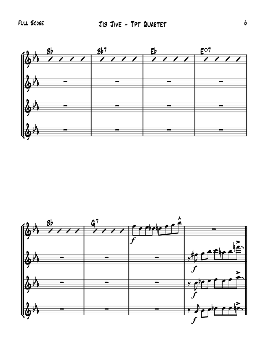 Jib Jive - Jazz Trumpet Quartet Jazz Ensemble scores gallery preview page 6