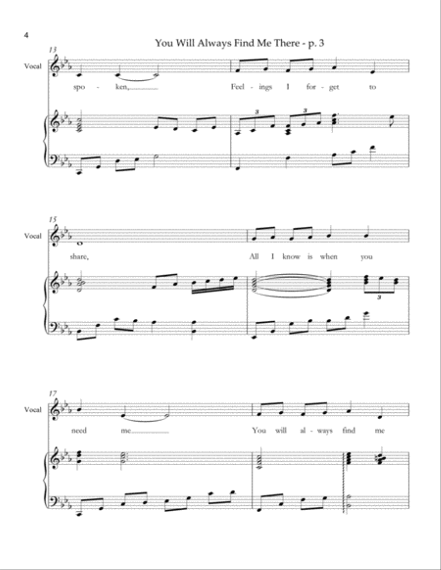 You Will Always Find Me There (Vocal) Tenor Voice scores gallery preview page 4