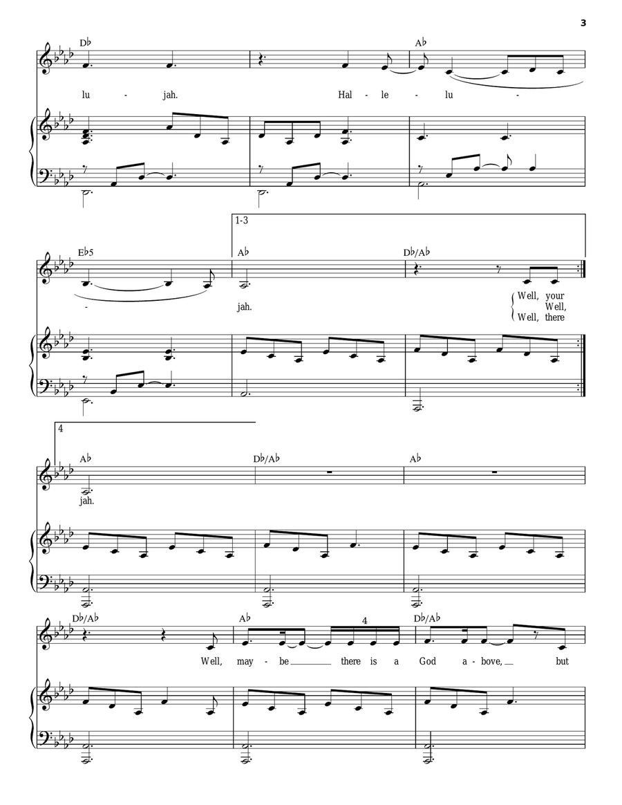 Hallelujah Piano, Vocal scores gallery preview page 3