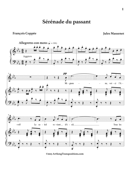 MASSENET: Sérénade du Passant (transposed to E-flat major)