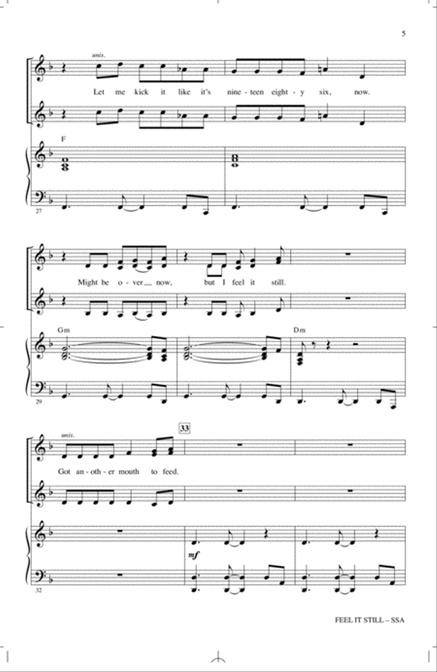 Feel It Still SSA scores gallery preview page 4