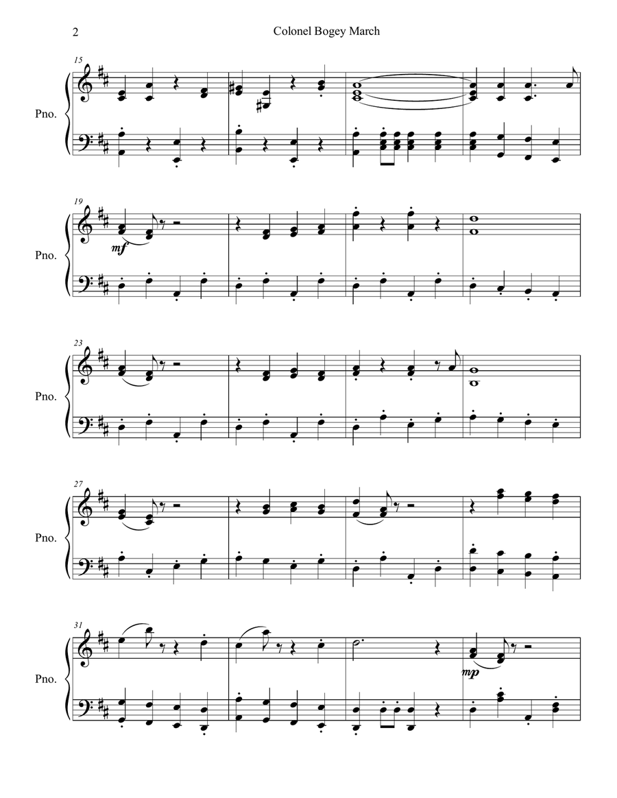 Colonel Bogey March Piano Method scores gallery preview page 2