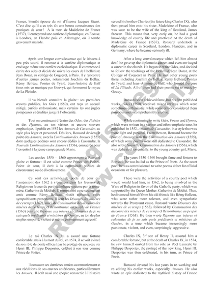 Songs of Gouvy, Volume 1: 40 poèmes de Pierre de Ronsard; 12 poèmes de La Pleïade Piano Accompaniment scores gallery preview page 27