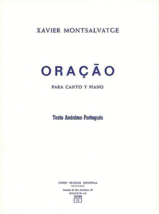 Montsalvatge Oracao Voice/piano