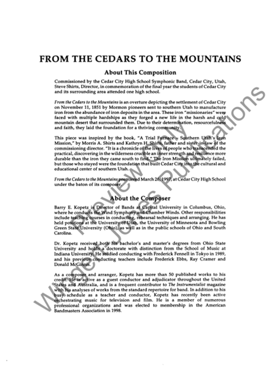 From The Cedars To The Mountain - Full Score
