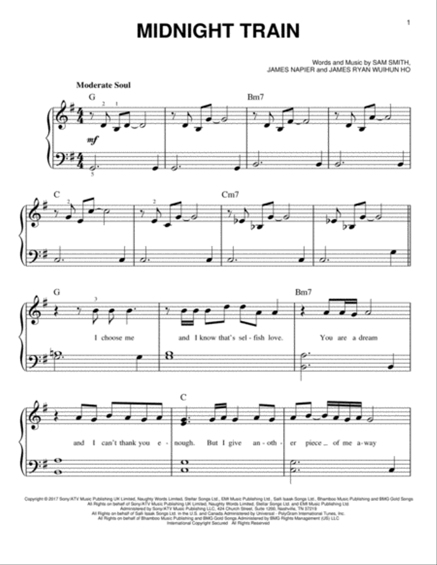 Midnight Train Midnight Train Easy Piano scores gallery preview page 1