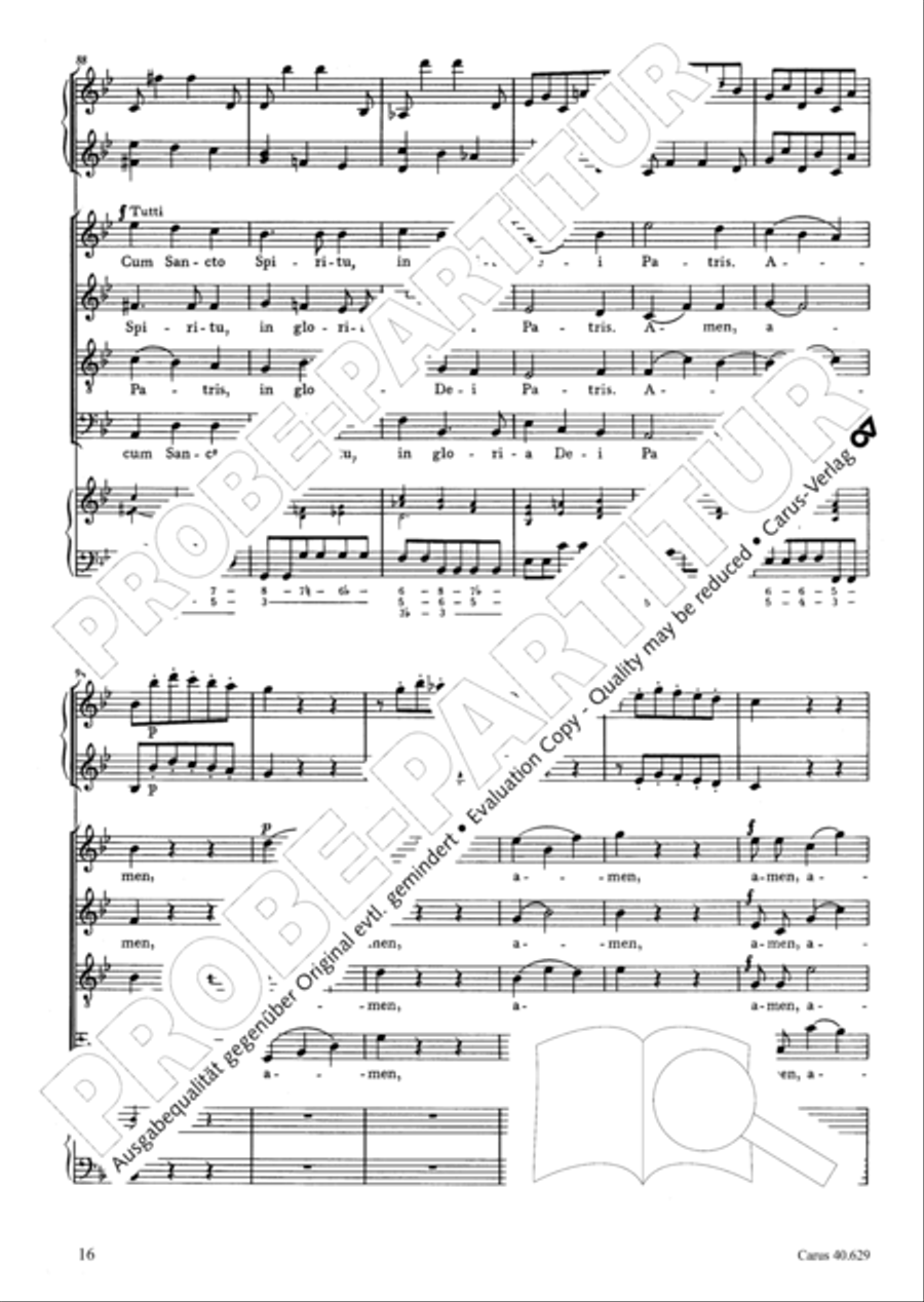 Missa brevis in B flat major 4-Part scores gallery preview page 17