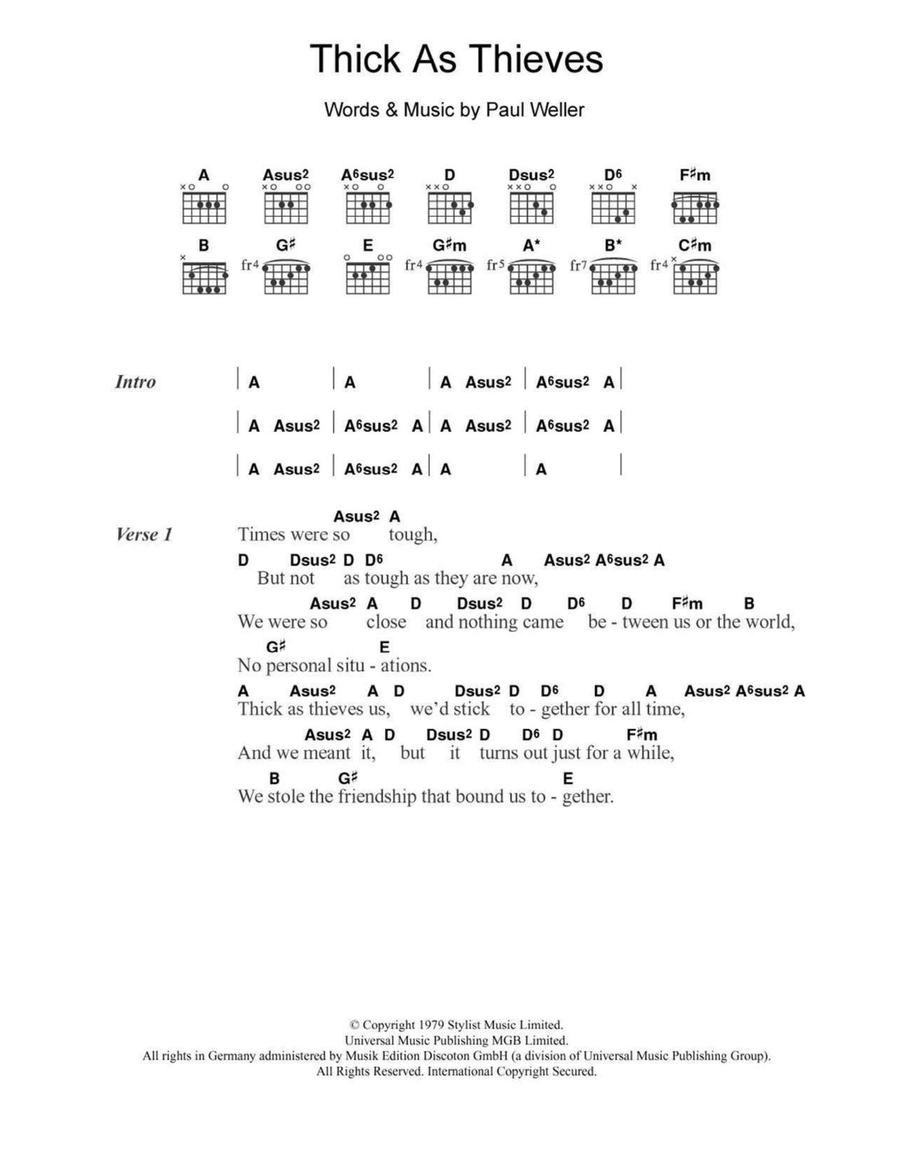Thick As Thieves Acoustic Guitar scores gallery preview page 1
