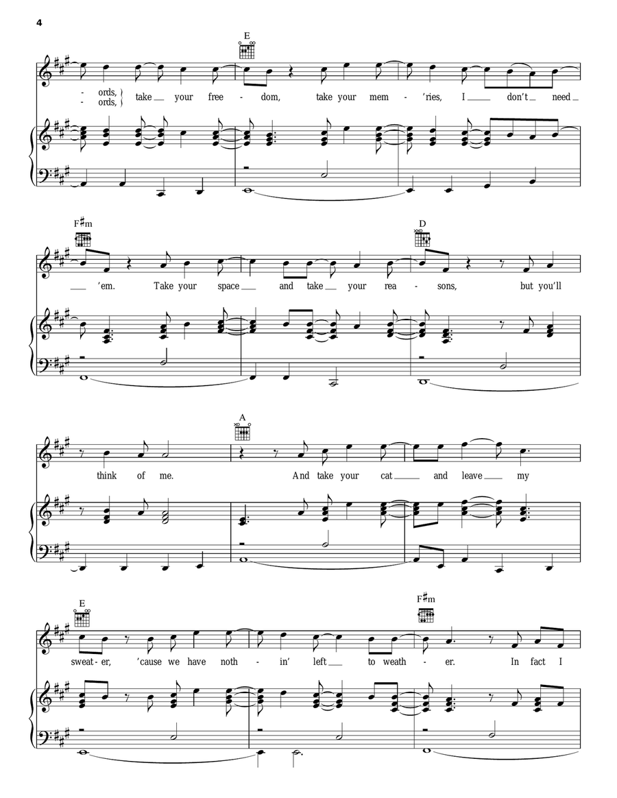 You'll Think Of Me You'll Think Of Me Piano, Vocal, Guitar scores gallery preview page 4