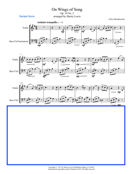 ON WINGS OF SONG for Duo, Intermediate Level for String Duo, Woodwind Duo, any combination of a treb image number null