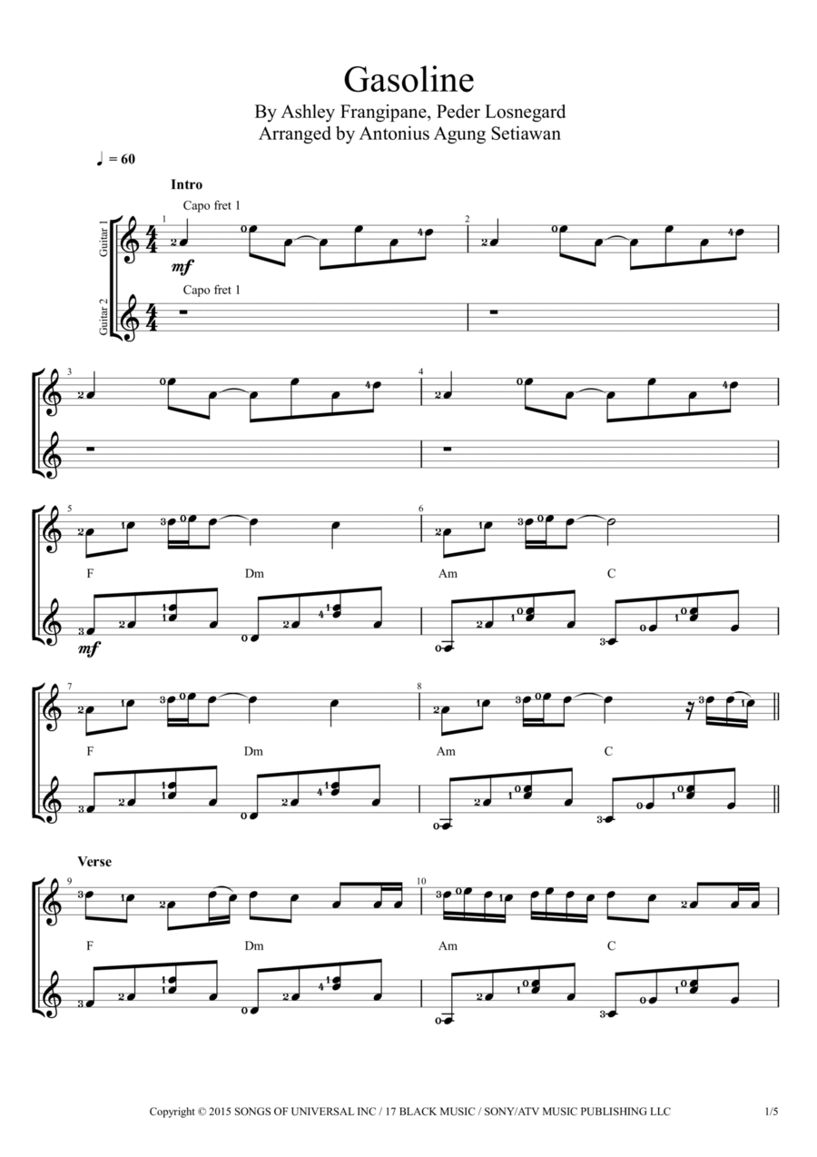 Gasoline Gasoline Electric Guitar scores gallery preview page 1