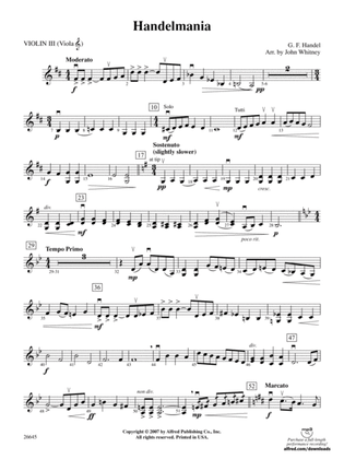 Handelmania: 3rd Violin (Viola [TC])