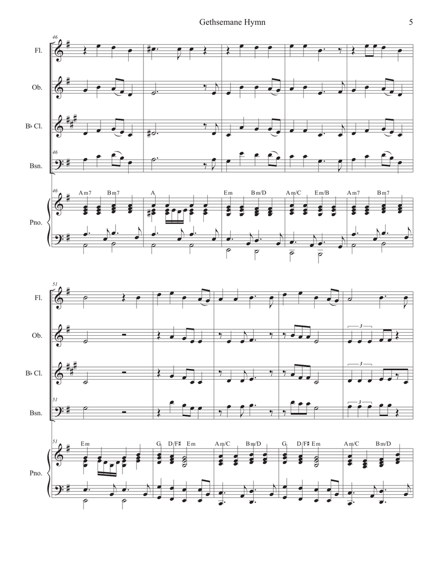 Gethsemane Hymn Woodwind Quartet scores gallery preview page 5