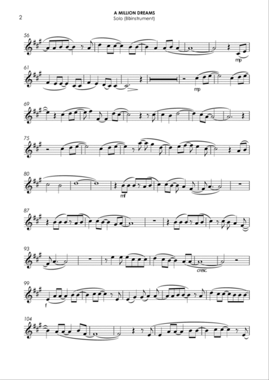 A Million Dreams B-Flat Instrument scores gallery preview page 2