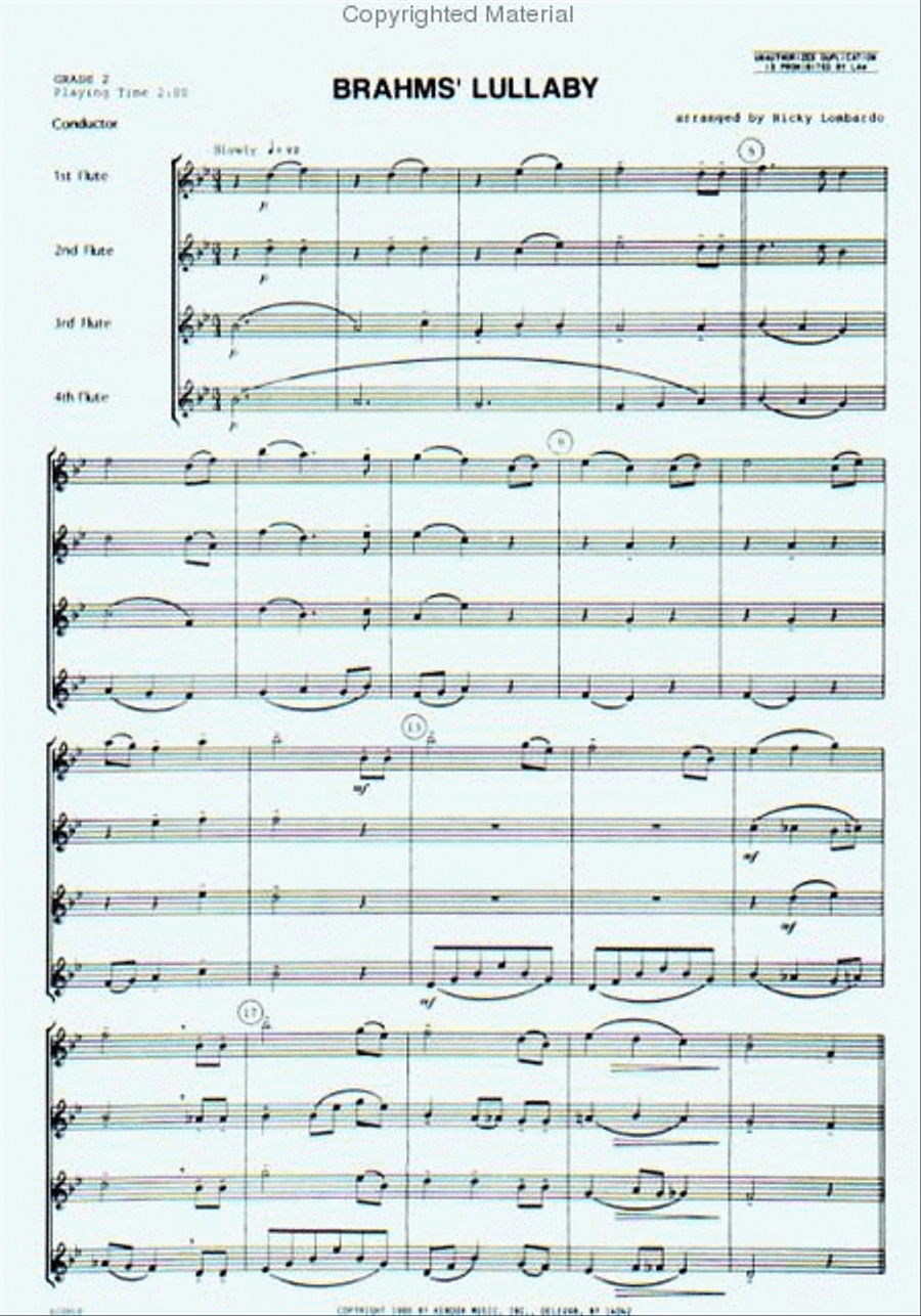 Brahms' Lullaby Flute Quartet scores gallery preview page 2