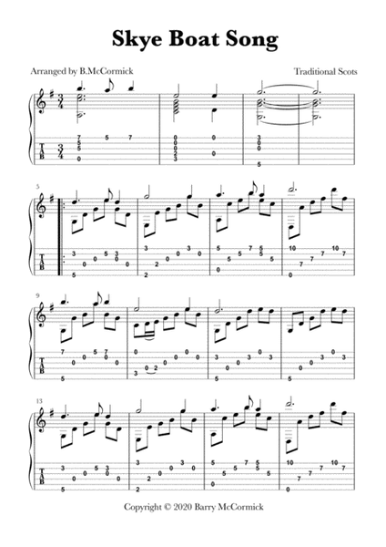 Skye Boat Song - Scottish Folk Song - Guitar Fingerstyle Arrangement image number null