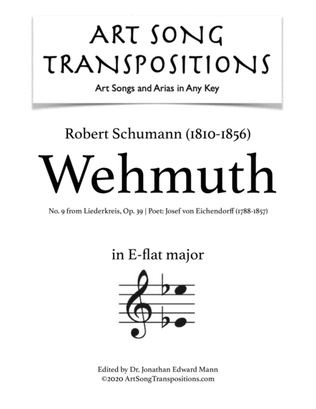 Book cover for SCHUMANN: Wehmuth, Op. 39 no. 9 (transposed to E-flat major)