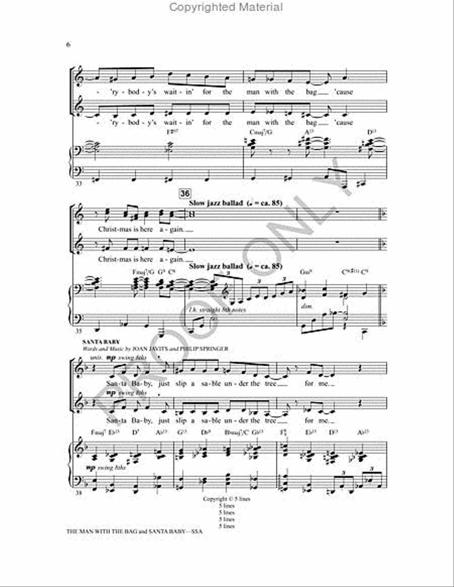 The Man With The Bag And Santa Baby SSA scores gallery preview page 6