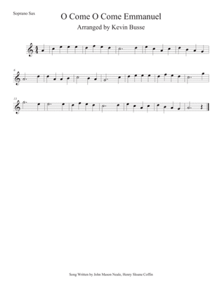 O Come O Come Emmanuel (Easy key of C) Soprano Sax