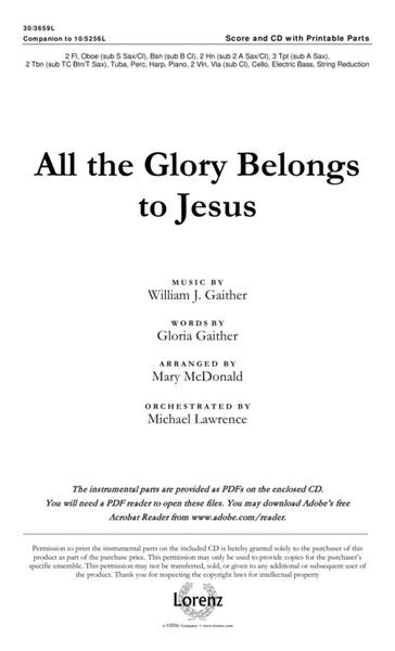 All the Glory Belongs to Jesus - Orchestral Score and CD with Printable Parts