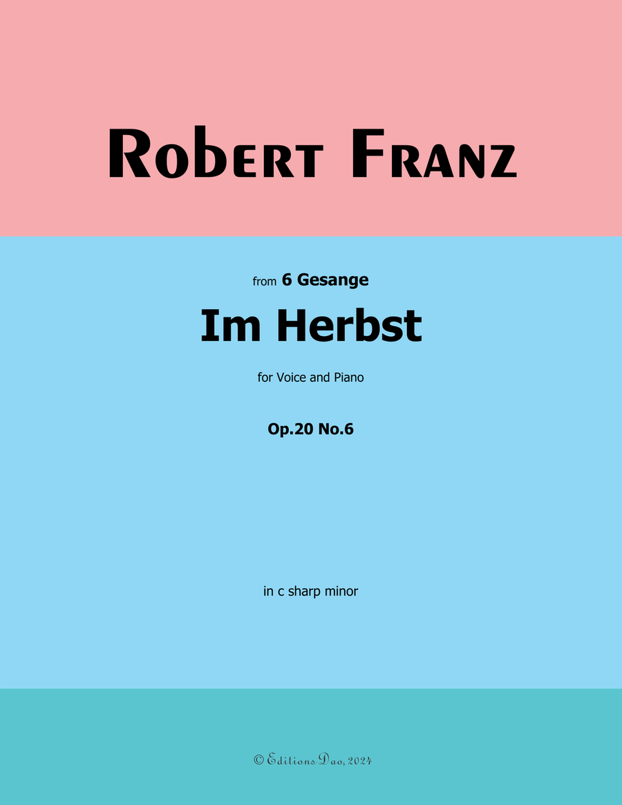 Im Herbst, by Robert Franz, in c sharp minor Voice scores gallery preview page 1