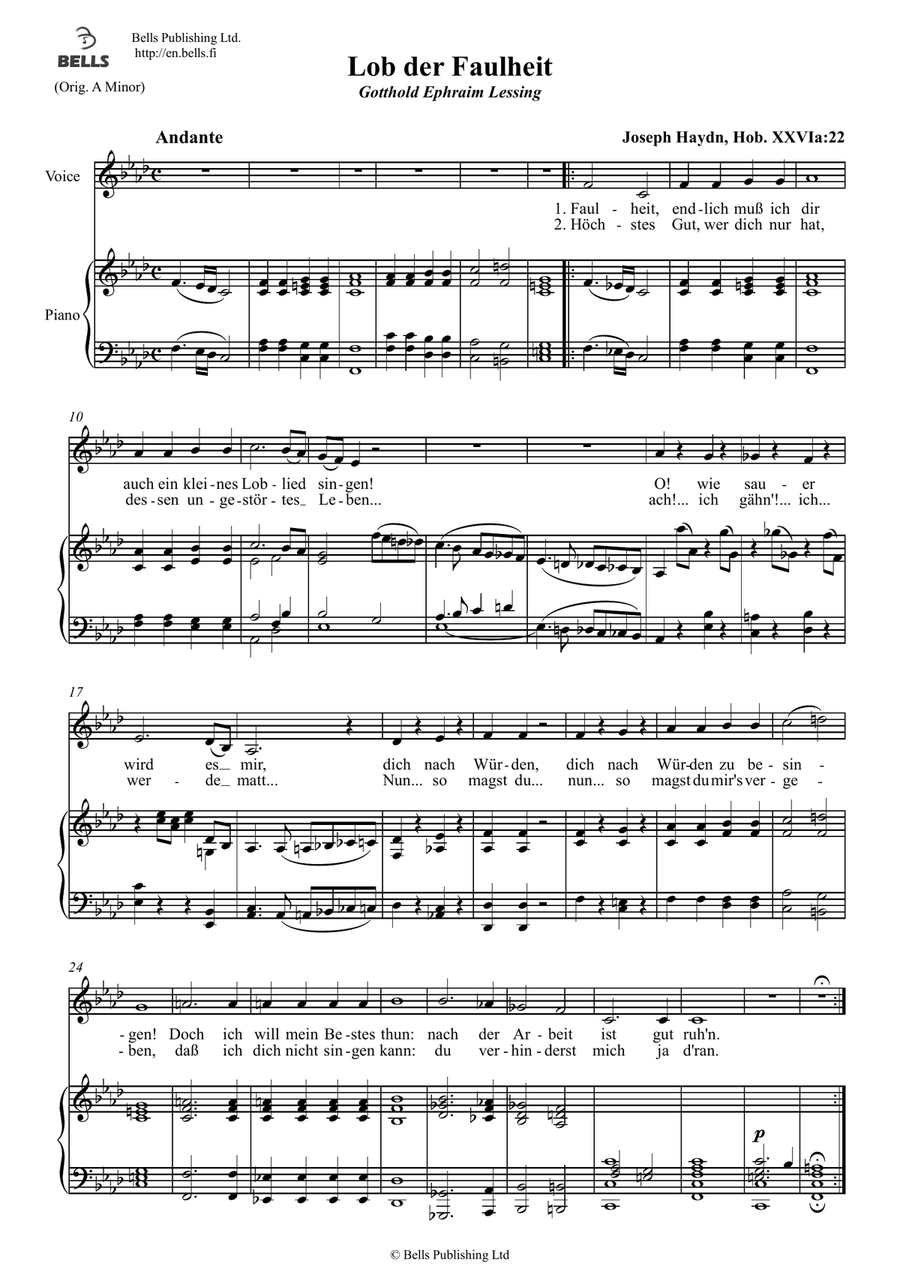Lob der Faulheit, Hob. 26a (F minor)