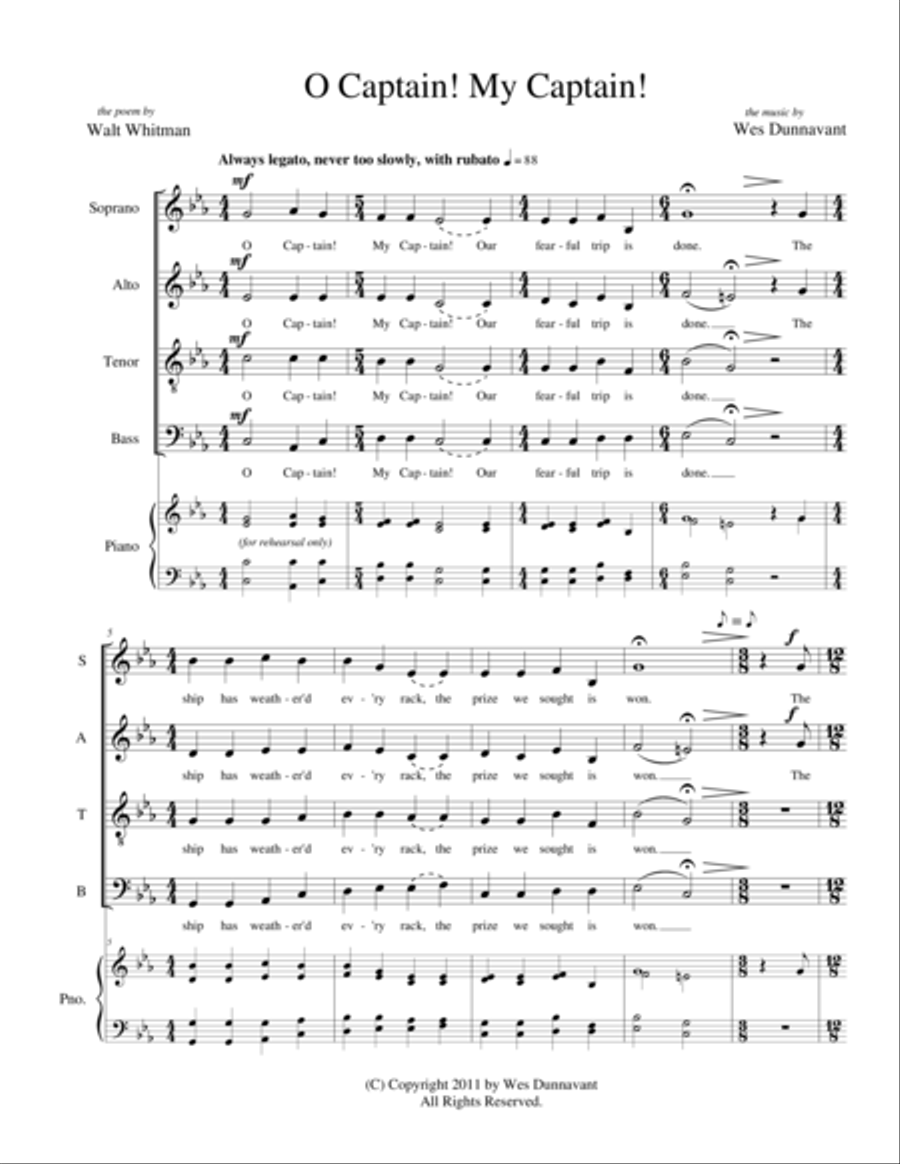 O Captain! My Captain! A Cappella scores gallery preview page 1