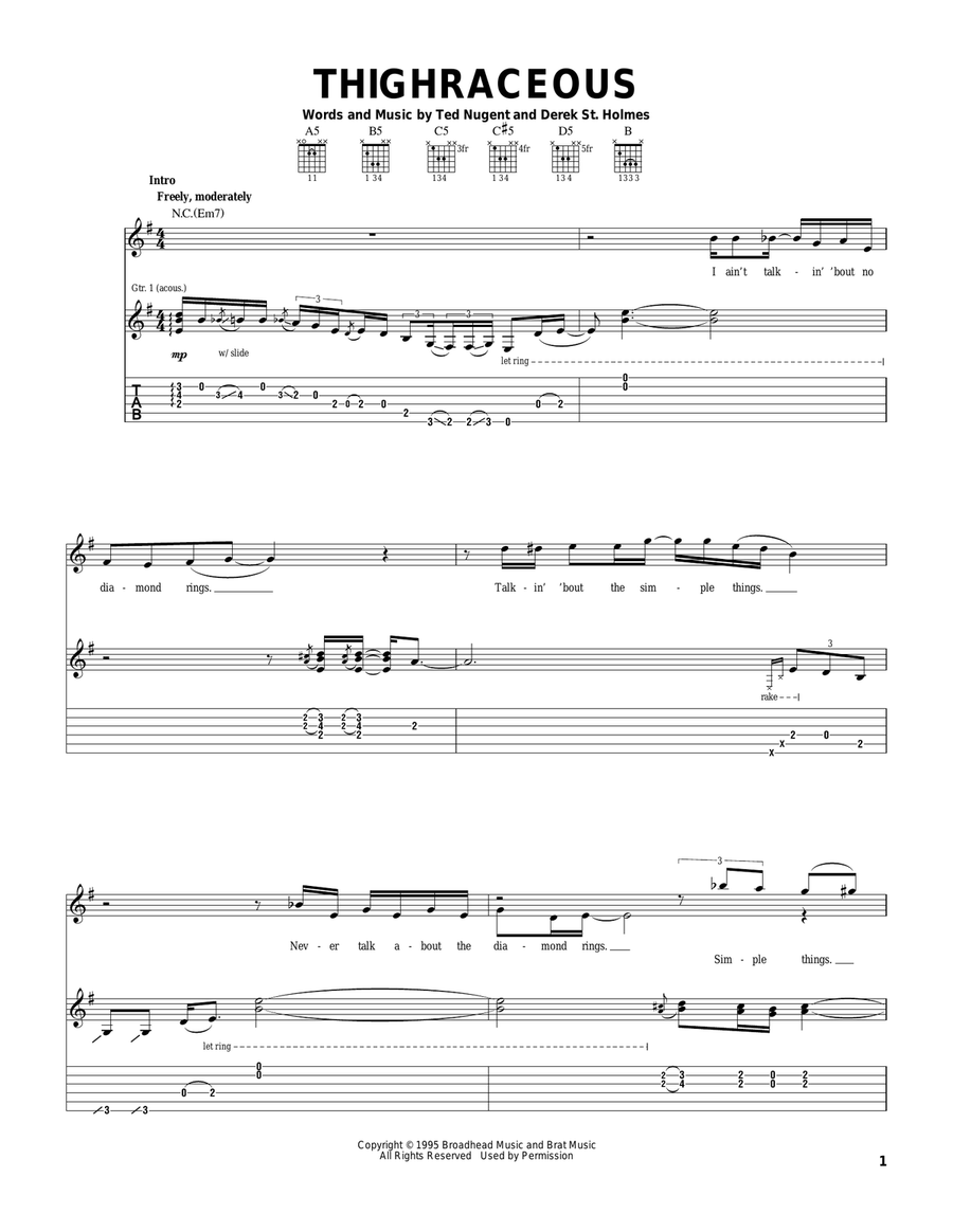 Thighraceous Thighraceous Electric Guitar scores gallery preview page 1