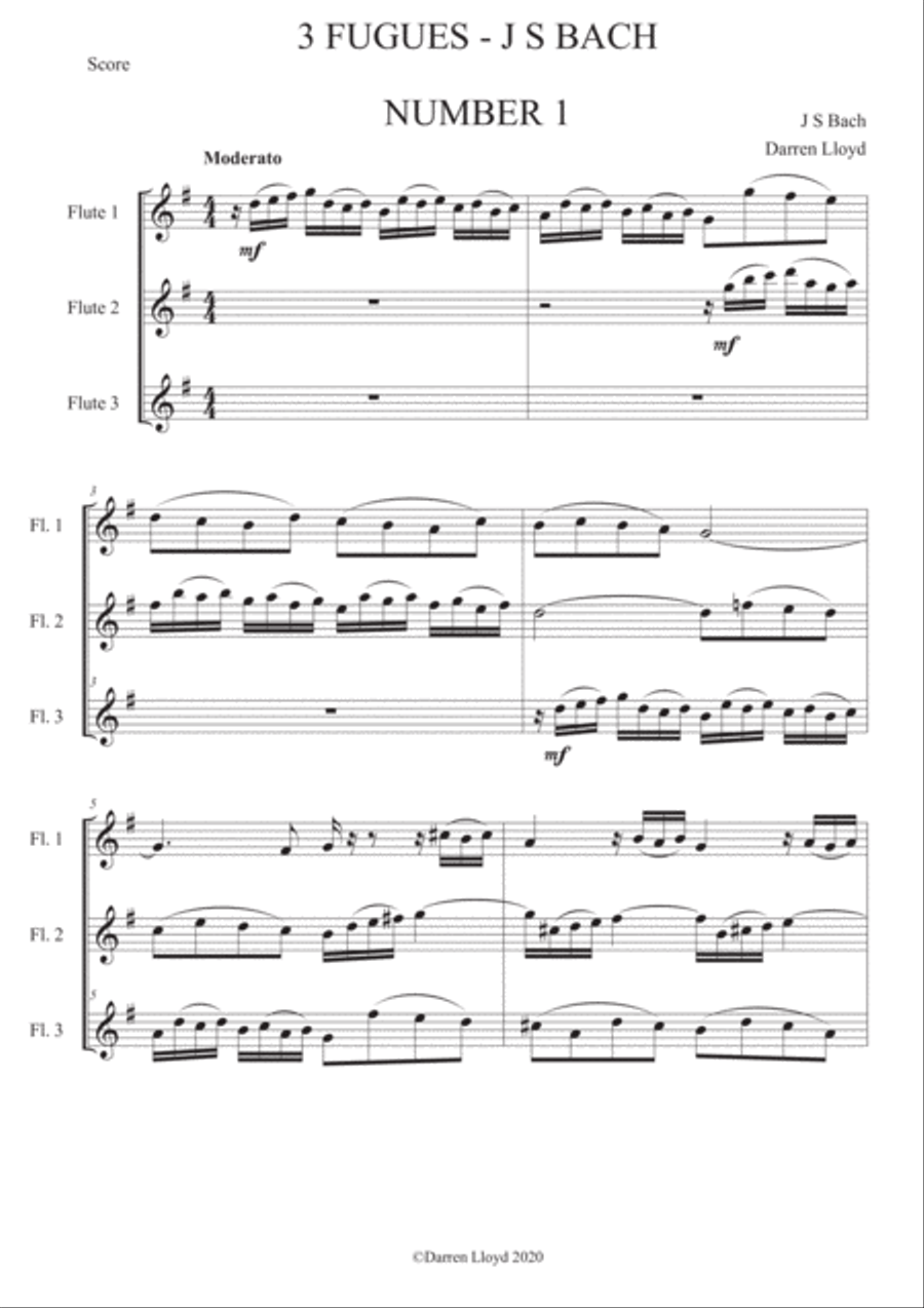 3 Fugues J S Bach - Flute trio 3 Fugues J S Bach - Flute trio Flute Trio scores gallery preview page 2