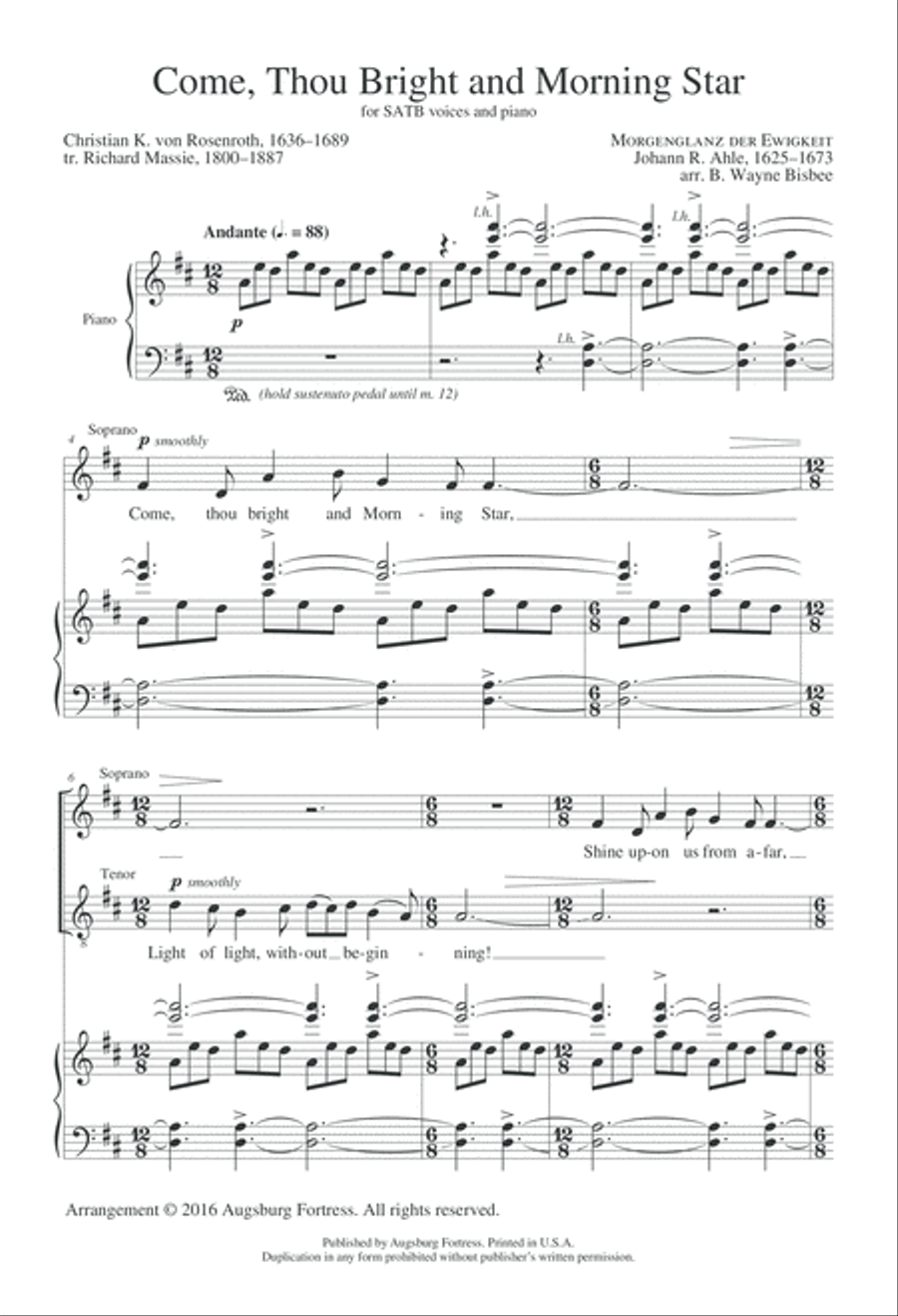 Come Thou Bright and Morning Star 4-Part scores gallery preview page 4