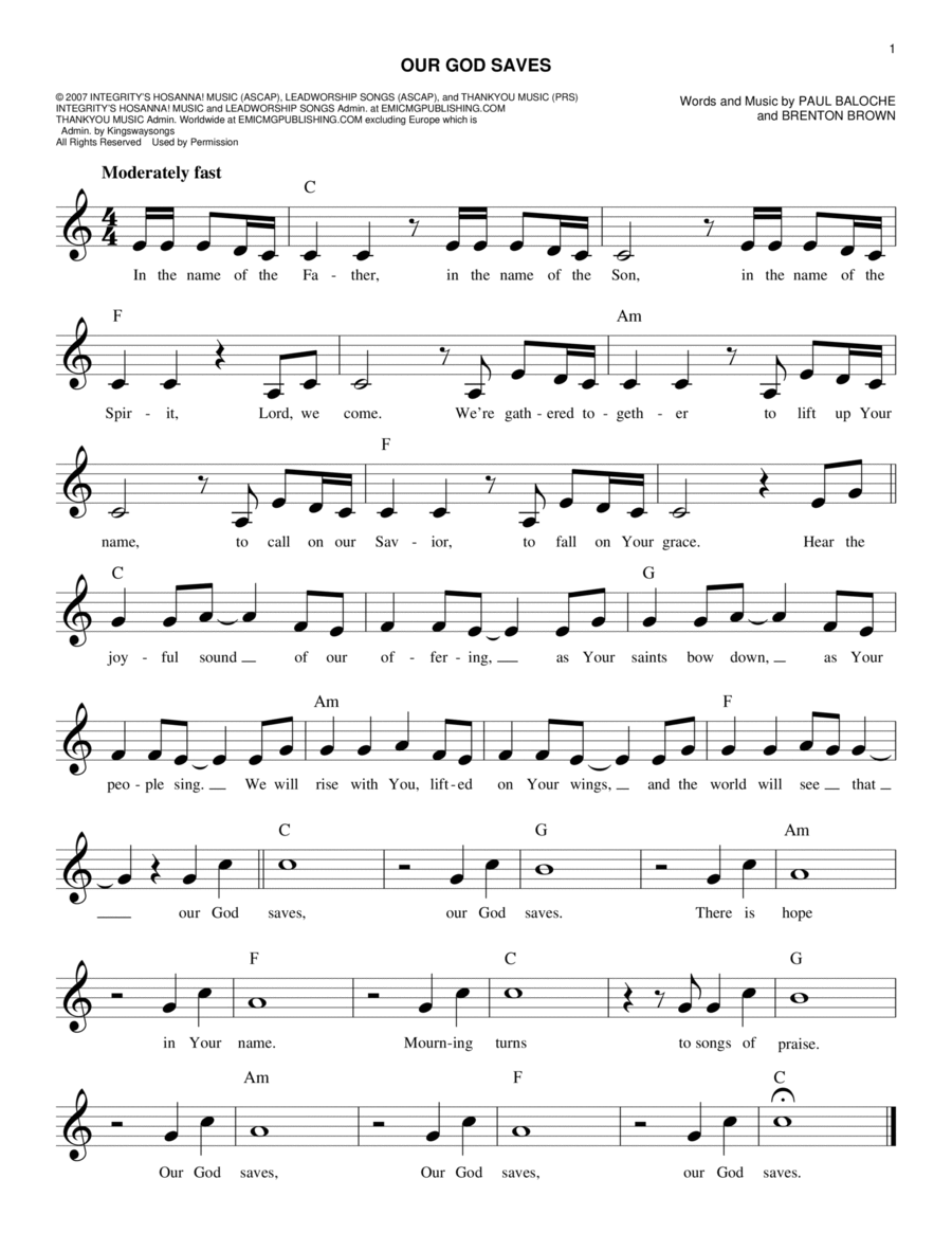 Our God Saves Piano scores gallery preview page 1