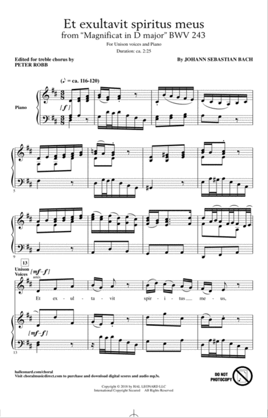 Et Exultavit Spiritus Meus Unison Choir scores gallery preview page 1
