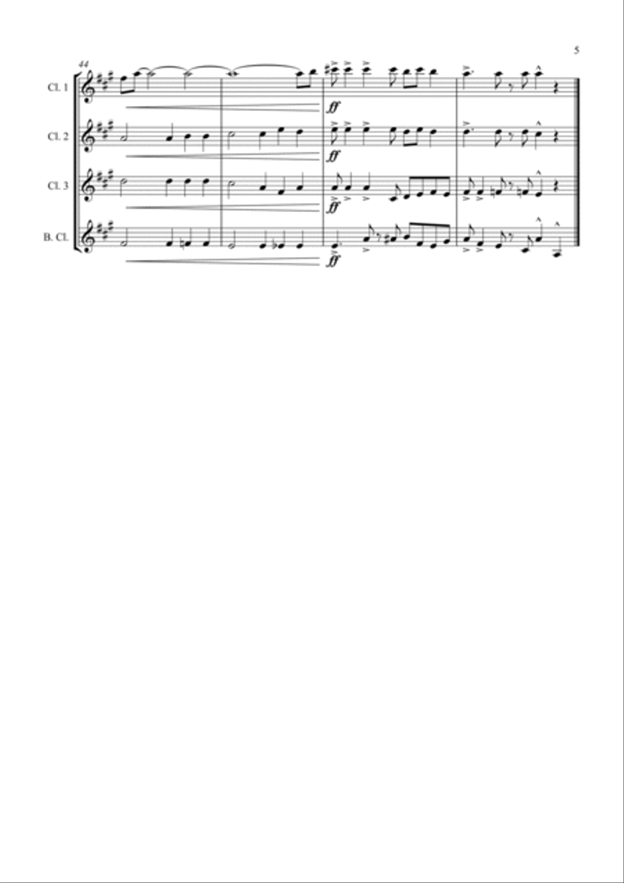 Swing Low, Sweet Chariot - a Jazz Arrangement - For Clarinet Quartet Clarinet Quartet scores gallery preview page 5