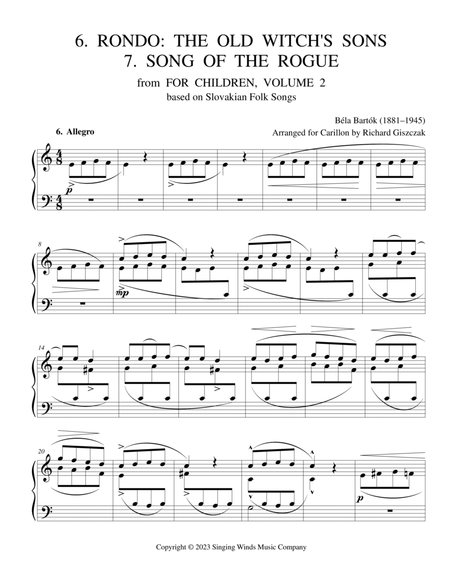 For Children, Volume 2: 6. Rondo: The Old Witch's Sons, 7. Song of the Rogue