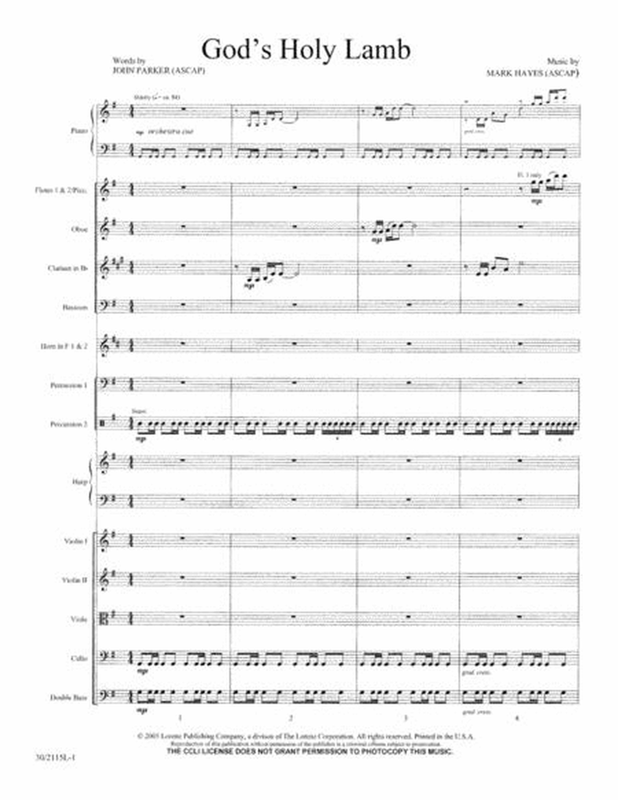 God's Holy Lamb - Full Orchestra Score and Parts