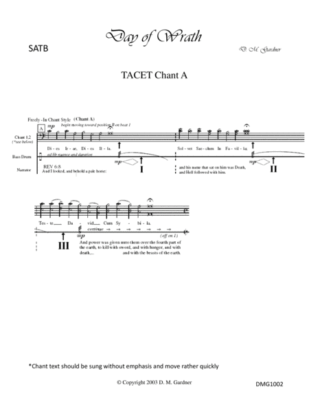 Day of Wrath (SATB, Cello Solo, Narrator, Piano, Perc) image number null