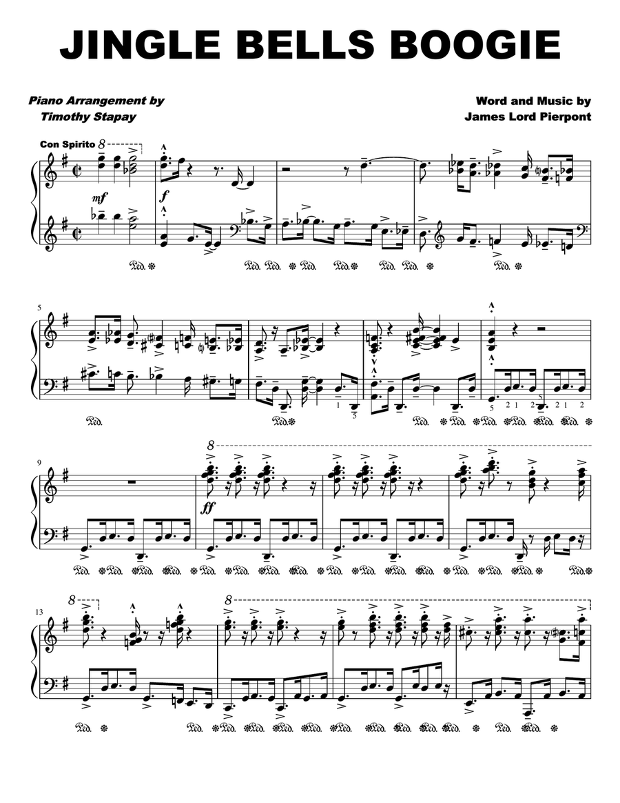 Jingle Bells Boogie Piano Solo scores gallery preview page 1
