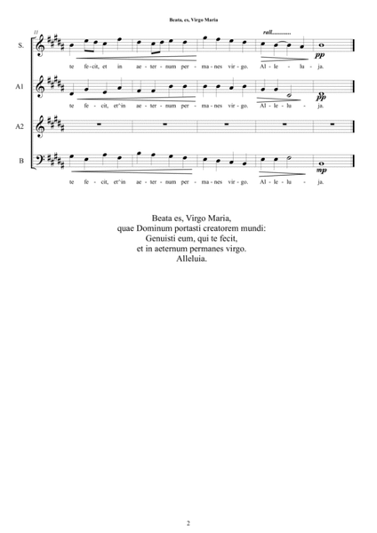 Beata es, Virgo Maria - Sacred Motet for Choir SAAB a cappella image number null
